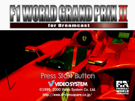 F1 World Grand Prix II title screen for Sega Dreamcast